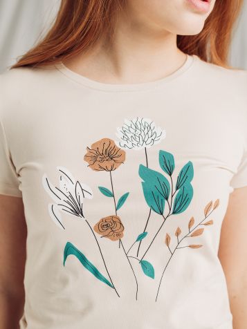 Bež majica sa floralnim printom