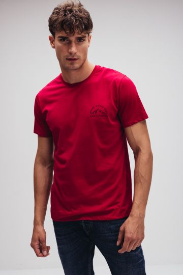 Crvena pamučna majica sa printom planine