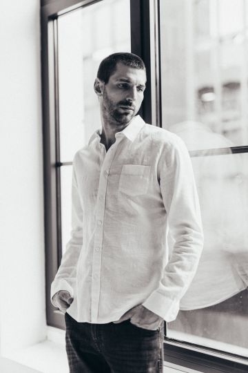 Muška košulja od mešavine lana u beloj boji
