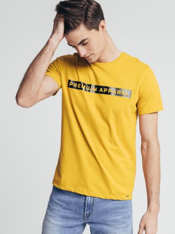 Muška pamučna majica u senf boji