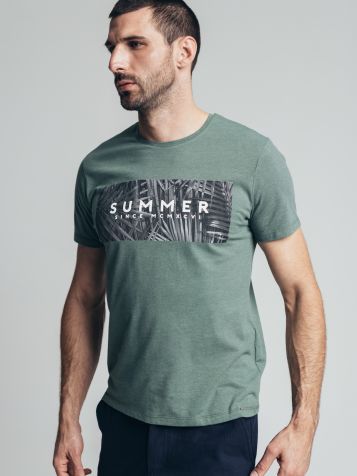Muška melirano zelena majica sa printom