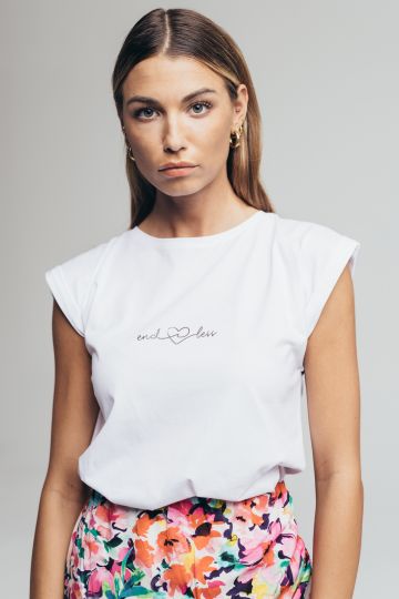 Jednobojna pamučna majica sa minimalističkim ispisom