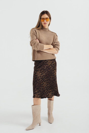 Leopard MIDI suknja