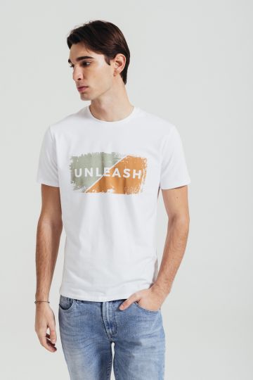 Pamučna bela majica sa printom UNLEASH