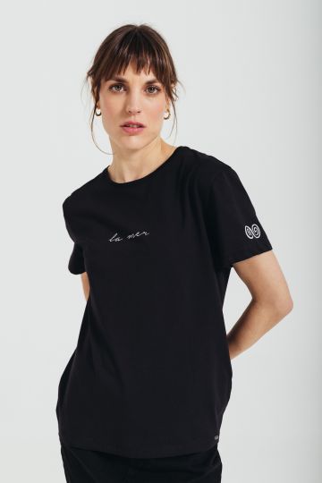 Pamučna crna majica sa minimalističkim printom