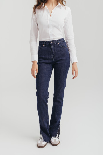 Ženske slim fit farmerice sa visokim strukom i razrezom na nogavicama -model 229