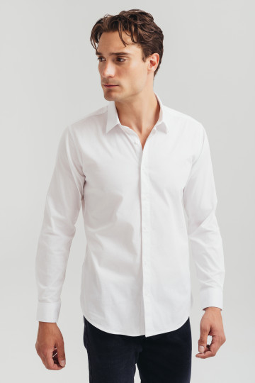 Bela muška slim fit košulja -basic model