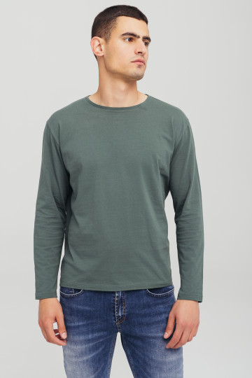 Zelena muška pamučna majica dugih rukava -basic model