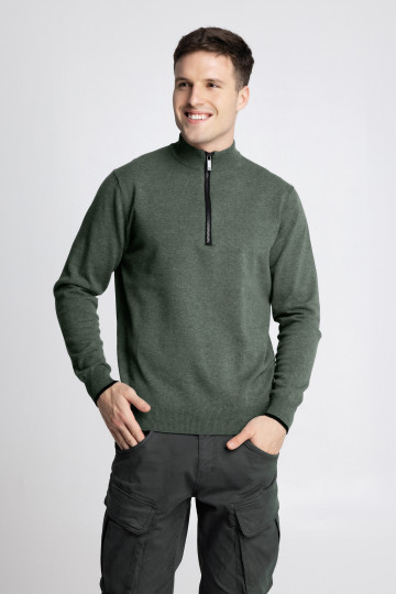 Muški zeleni polu zip džemper