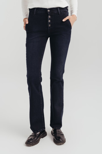 Ženske bootcut farmerice sa srednjim strukom i kopčanjem na dugmiće-model 239