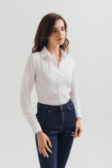 Bela ženska slim fit košulja -basic model