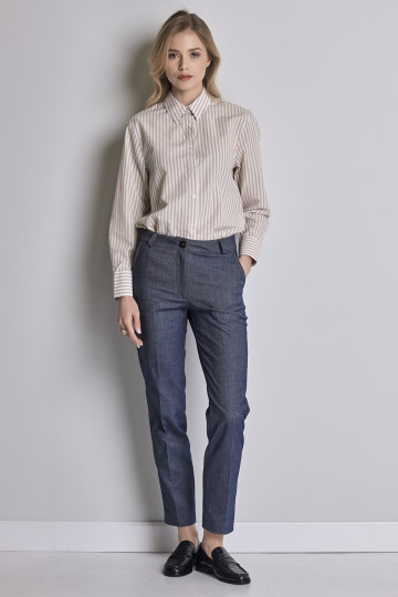 Pantalone sa suženim nogavicama od pamuka i viskoze