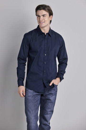 Teget muška slim fit košulja