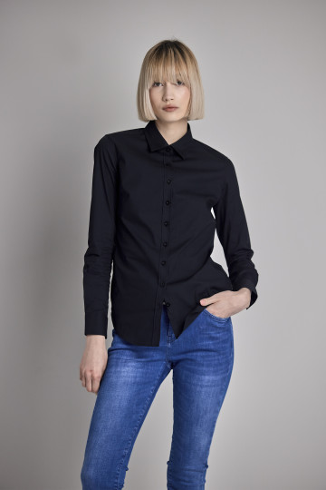 Crna ženska slim fit košulja -basic model
