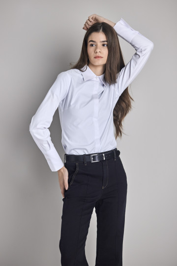 Ženska bela košulja slim fit kroja