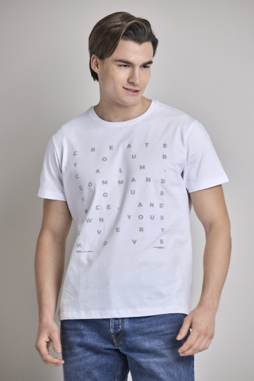 Muška bela pamučna majica sa printom