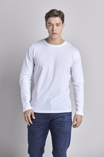 Bela muška pamučna majica dugih rukava -basic model