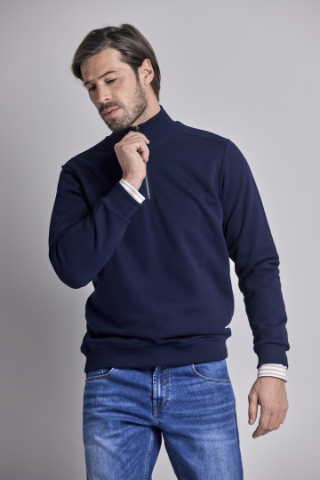 Muški pamučni duks sa polu-zip zatvaranjem