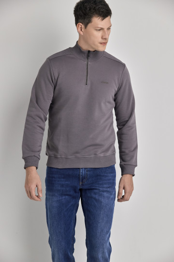 Muški pamučni duks sa polu-zip kragnom