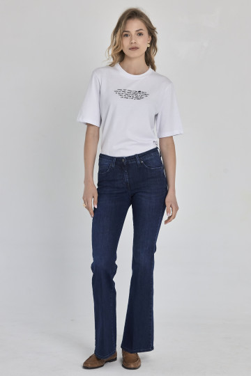 Farmerke slim kroja sa zvonastim nogavicama- tamni denim model 201