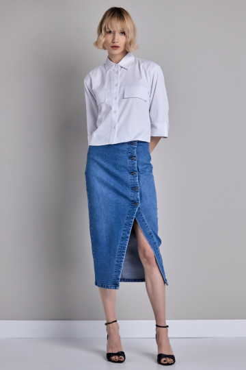 Midi jeans suknja sa dugmićima napred
