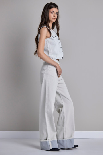 Ženske svetle wide leg farmerke dubokog struka - model 255