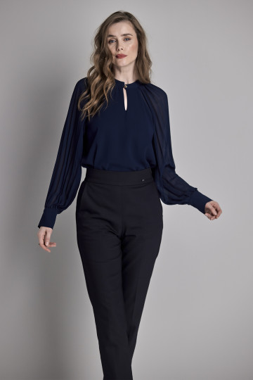 Teget bluza sa plisiranim rukavima