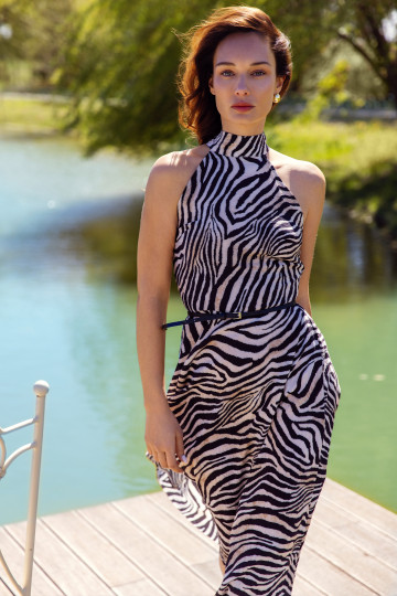 Midi haljina sa zebra printom