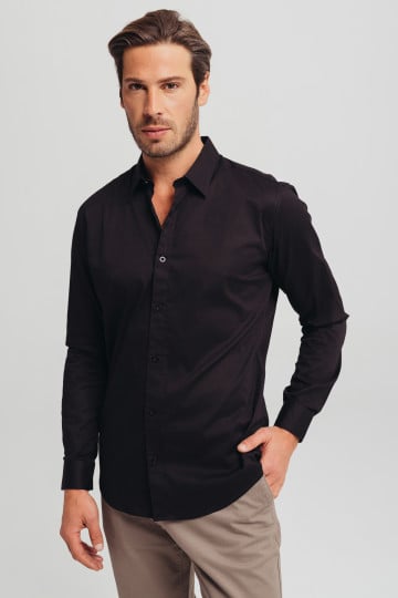 Crna muška slim fit košulja -basic model